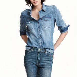 H&M Light Blue Denim Button-Down Shirt
